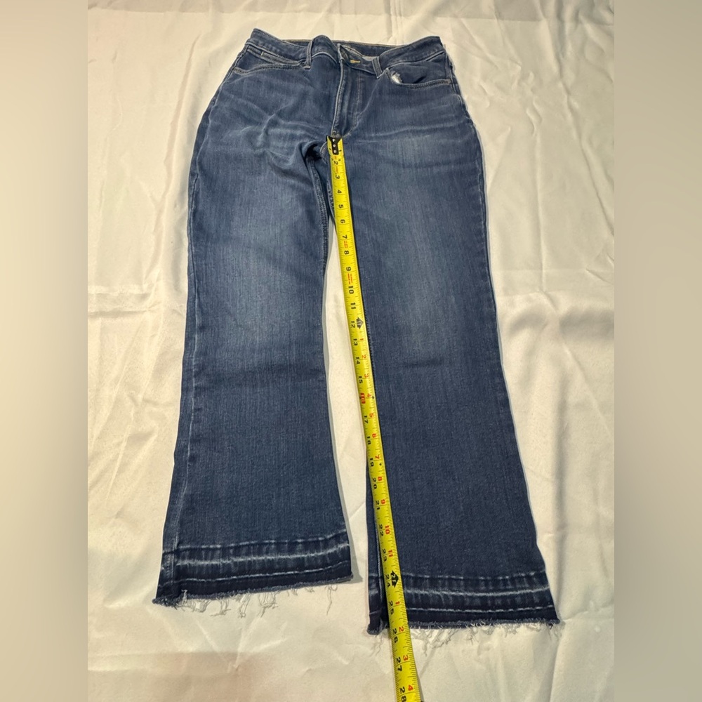 Women's Dark Blue Wide-Leg Jeans with Frayed Hem